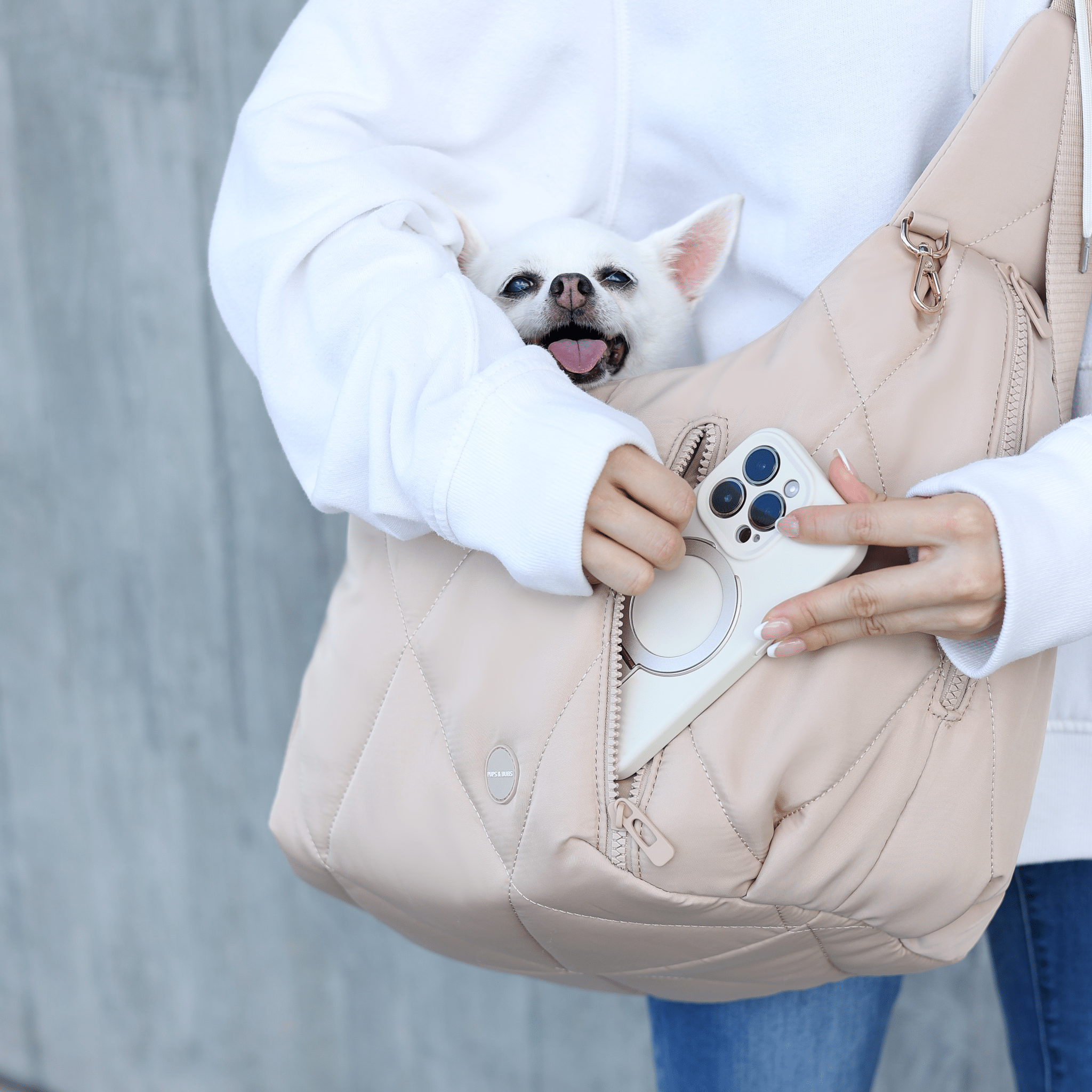 Cloud Crossbody Pet Carrier (Latte) - Pups & Bubs